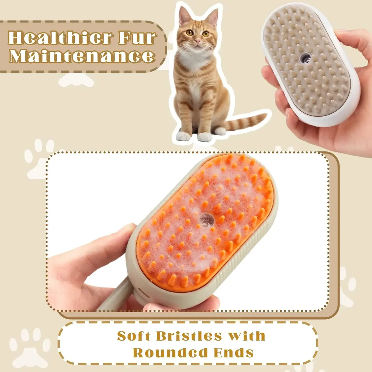 MistPaw™ 3-in-1 Pet Mist Grooming Brush for Dogs & Cats