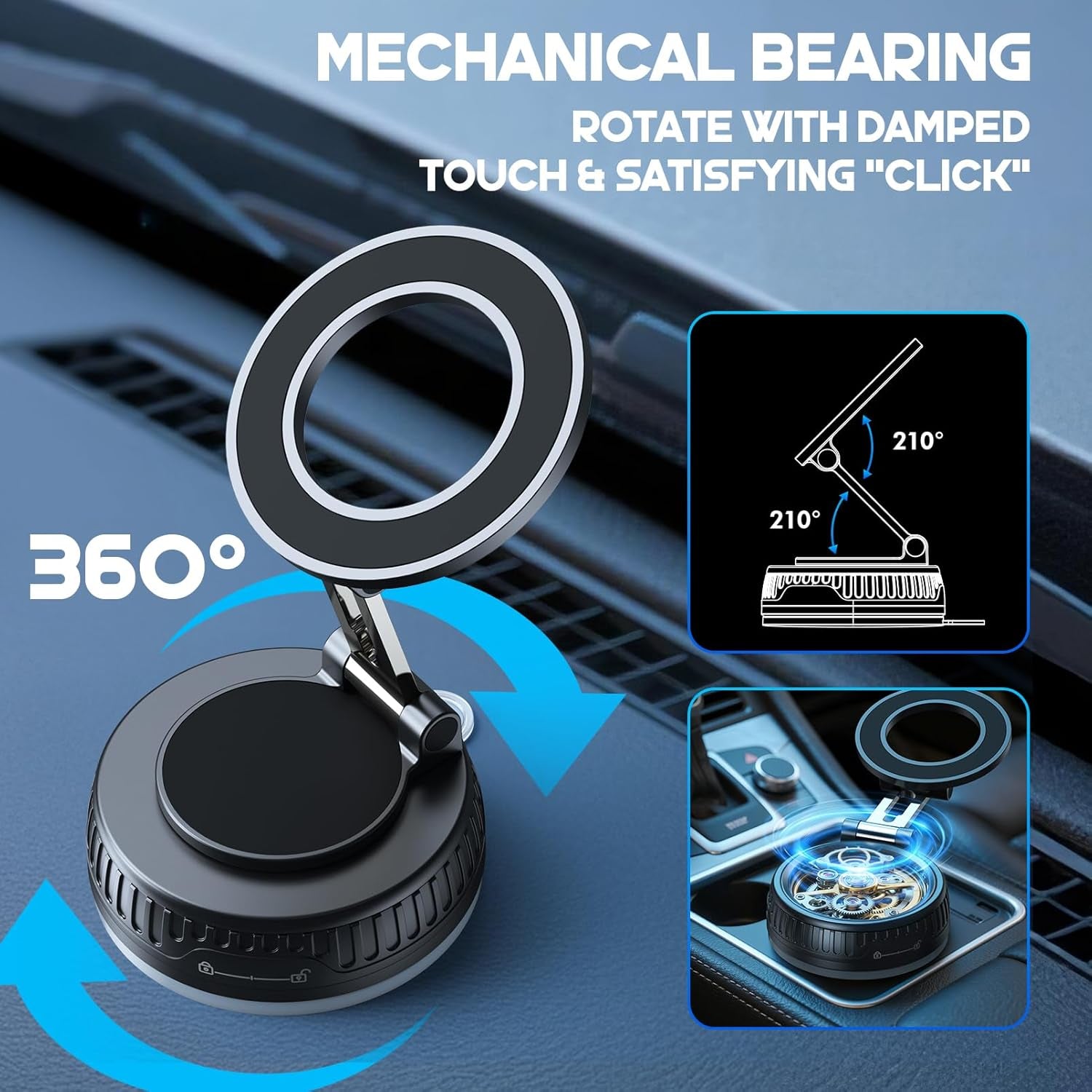 VacGrip 360™ Vacuum Magnetic Car Phone Mount